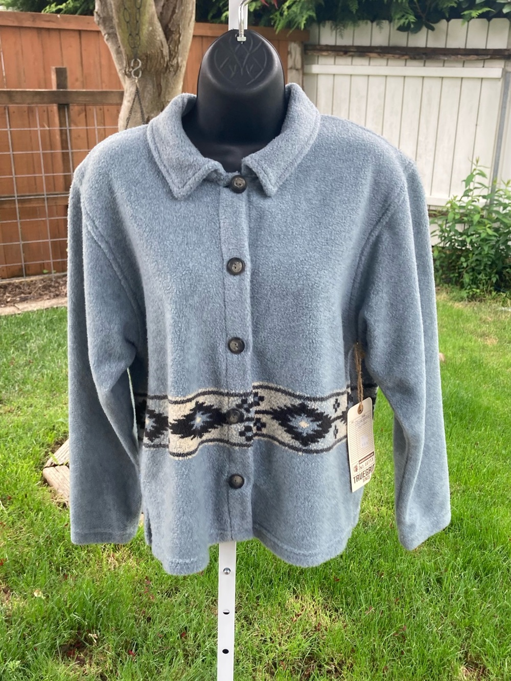 True Grit Blue Fleece Native border shirt jacket